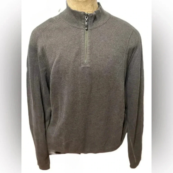 Tommy Bahama Sweater Mens XL Brown 1/4 Zip Pullover 100% Cotton Knit Winter - Picture 1 of 6
